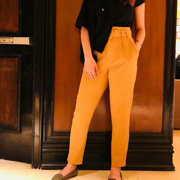 Pants with belt/ Colour- Mustard - Picture 1 of 4